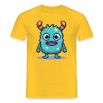 8 bits mignon pixel monstre style rétro des années 90 - T-shirt homme - jaune - Devant - AI Model Male 178 dark (178cm)