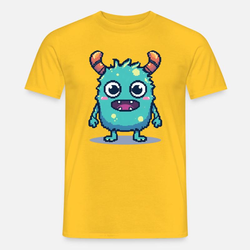 8-bit simpatico pixel monster stile retrò anni '90 - T-shirt uomo - giallo