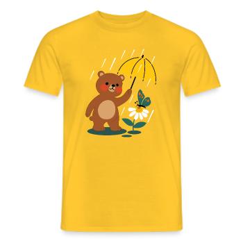 Bear with umbrella - Men's T-Shirt - yellow - Front - AI Model Male 178 dark (178cm)