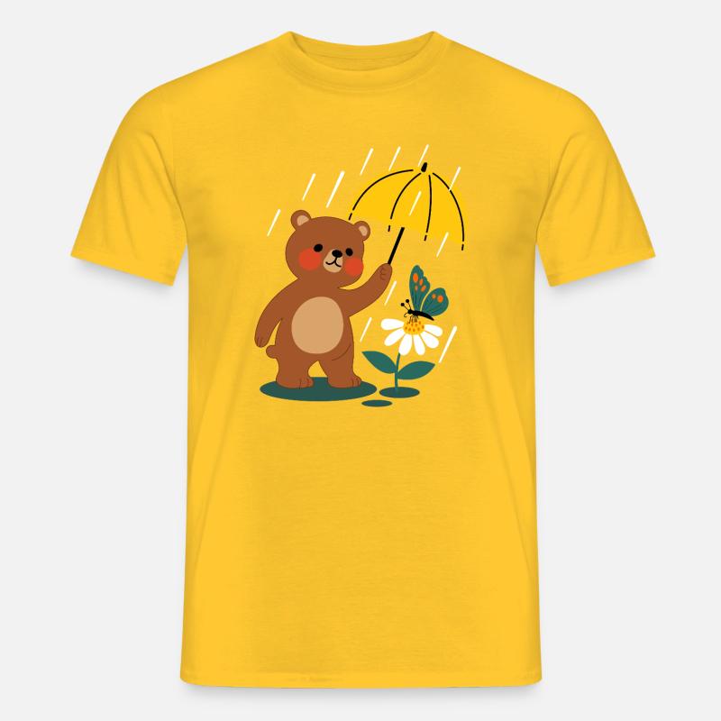  Bär mit regenschirm - Männer T-Shirt - Gelb