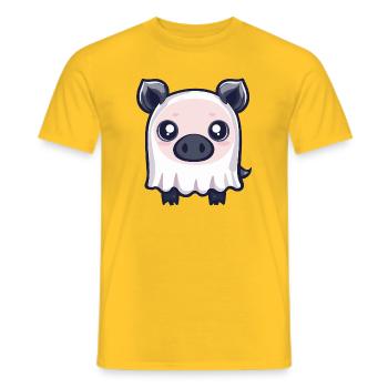 Pig Halloween Ghost Boar - Men's T-Shirt - yellow - Front - AI Model Male 178 dark (178cm)