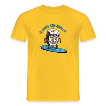 Reis Surf Sushi Design Riz et Ride - T-shirt homme - jaune - Devant - AI Model Male 178 dark (178cm)