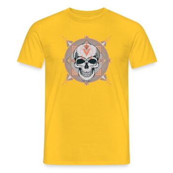 Cyber Geometrisches Schädel-Mandala - Männer T-Shirt - Gelb - Vorne - AI Model Male 178 dark (178cm)