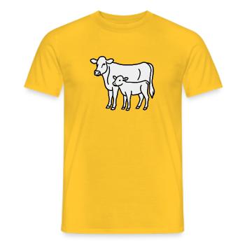 Kuh und Kalb – Minimalistische Linienkunst lineart - Männer T-Shirt - Gelb - Vorne - AI Model Male 178 dark (178cm)