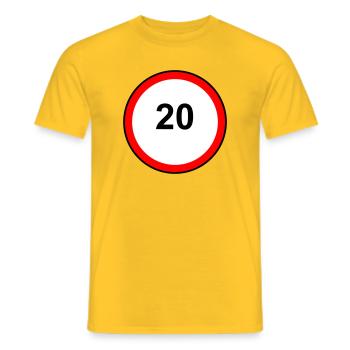Tempo20 Schild Retro Illustration - Männer T-Shirt - Gelb - Vorne - AI Model Male 178 dark (178cm)
