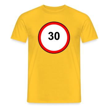 Tempo 30 Schild Muster - Männer T-Shirt - Gelb - Vorne - AI Model Male 178 dark (178cm)