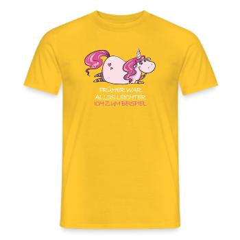 Lustige Dickes Einhorn Spruch Molliges Einhorn - Männer T-Shirt - Gelb - Vorne - AI Model Male 178 dark (178cm)
