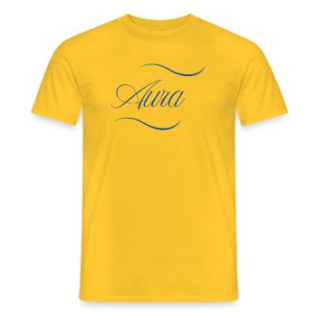 Aura Eleganz Schriftzug - Männer T-Shirt - Gelb - Vorne - AI Model Male 178 dark (178cm)
