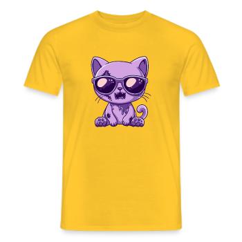 Katze Halloween - Männer T-Shirt - Gelb - Vorne - AI Model Male 178 dark (178cm)