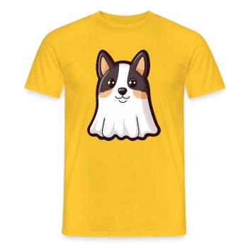 Border Collie Hund Halloween Geist - Männer T-Shirt - Gelb - Vorne - AI Model Male 178 dark (178cm)