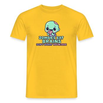 Kawaii Zombie schmeckt Gehirn - Männer T-Shirt - Gelb - Vorne - AI Model Male 178 dark (178cm)