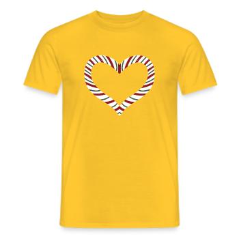 Candy Cane Striped Heart - Men's T-Shirt - yellow - Front - AI Model Male 178 dark (178cm)