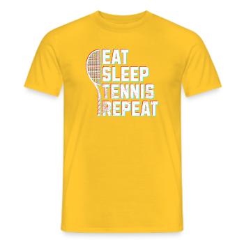 Tennis Eat sleep tennis glitch effect - Men's T-Shirt - yellow - Front - AI Model Male 178 dark (178cm)