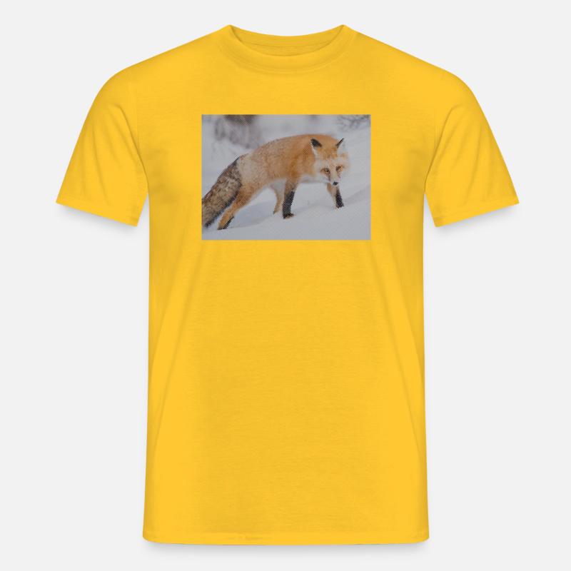 Schnee-Fuchs Pixelkunst - Männer T-Shirt - Gelb