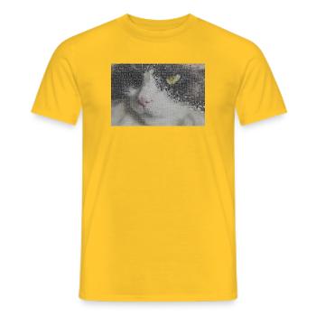 Cat Portrait Mosaic - Men's T-Shirt - yellow - Front - AI Model Male 178 dark (178cm)