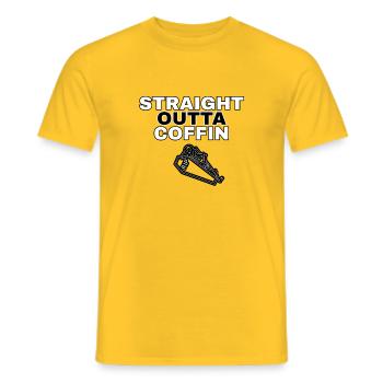 Straight Outta Coffin Skeleton Design - Men's T-Shirt - yellow - Front - AI Model Male 178 dark (178cm)