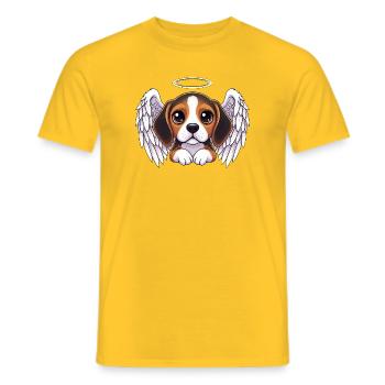 Beagle Engel Weihnacht Cartoon Liebe Treue Freund - Männer T-Shirt - Gelb - Vorne - AI Model Male 178 dark (178cm)