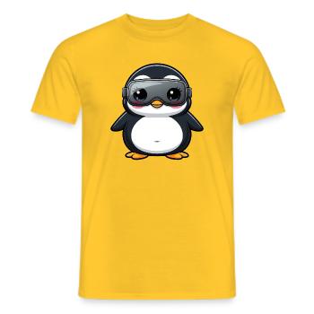 Funny Penguin VR Gamer Gamer Nerd Cartoon - Men's T-Shirt - yellow - Front - AI Model Male 178 dark (178cm)