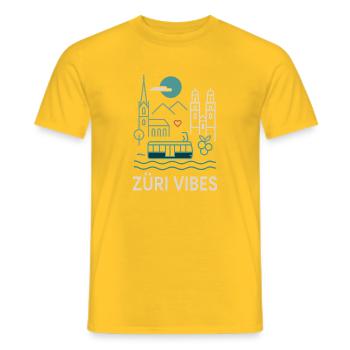 Zürich Vibes Tram Berge See - Männer T-Shirt - Gelb - Vorne - AI Model Male 178 dark (178cm)