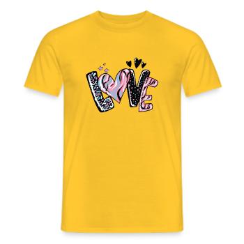 Motif de cœur Love Kaleido - T-shirt homme - jaune - Devant - AI Model Male 178 dark (178cm)