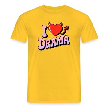 I Love Drama. Funny Devil Heart Vintage 70s Style - Men's T-Shirt - yellow - Front - AI Model Male 178 dark (178cm)