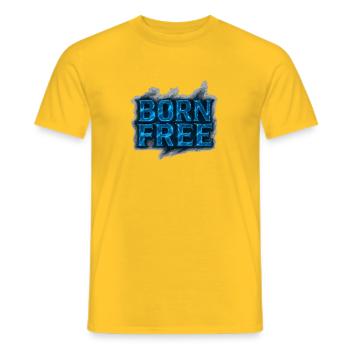 Born Free Design – Freedom and Independence - Men's T-Shirt - yellow - Front - AI Model Male 178 dark (178cm)