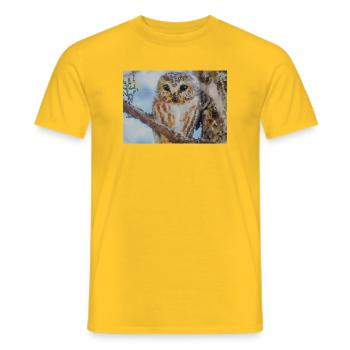 Wald Eulenporträt Aquarell - Männer T-Shirt - Gelb - Vorne - AI Model Male 178 dark (178cm)