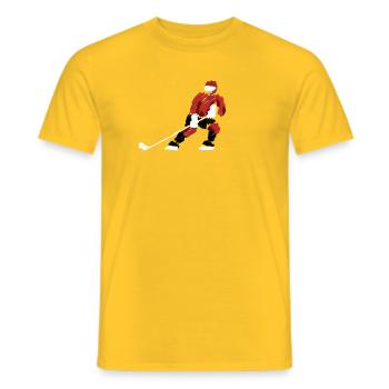 Roter Hockeyheld - Männer T-Shirt - Gelb - Vorne - AI Model Male 178 dark (178cm)