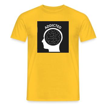 Addicted - Men's T-Shirt - yellow - Front - AI Model Male 178 dark (178cm)