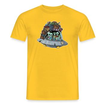 Außerirdische Urlaubsreise im UFO - Männer T-Shirt - Gelb - Vorne - AI Model Male 178 dark (178cm)
