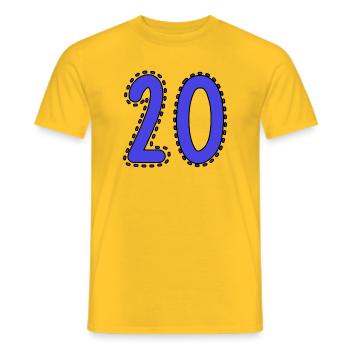 20. 20th ANNIVERSARY. 20 YEARS ANNIVERSARY. 20 YEARS. - Men's T-Shirt - yellow - Front - AI Model Male 178 dark (178cm)