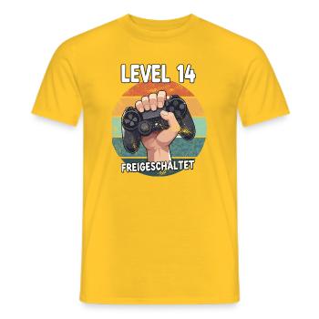 Level 14 Freigeschaltet Controller - Männer T-Shirt - Gelb - Vorne - AI Model Male 178 dark (178cm)