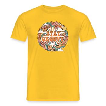 Rétro psychédélique - T-shirt homme - jaune - Devant - AI Model Male 178 dark (178cm)