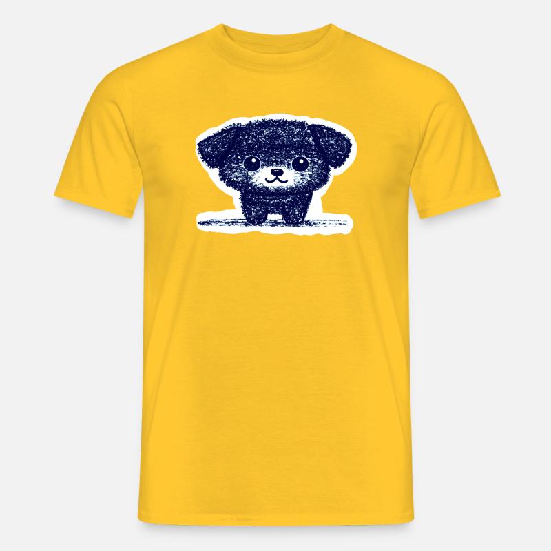 Winziges Hündchen (Blau) - Männer T-Shirt - Gelb