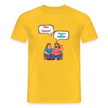 Caricature de Dispute de Pizza Pepperoni - T-shirt homme - jaune - Devant - AI Model Male 178 dark (178cm)