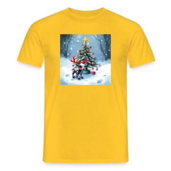 Christmas robotic reindeer - Men's T-Shirt - yellow - Front - AI Model Male 178 dark (178cm)