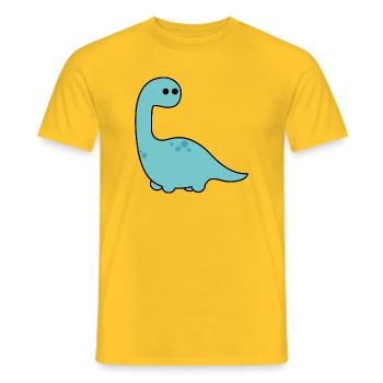 Long Neck Dino Blue Cartoon - Men's T-Shirt - yellow - Front - AI Model Male 178 dark (178cm)