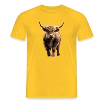 Cow Highland Cow Highland Cattle Cattle Farm Cows - Men's T-Shirt - yellow - Front - AI Model Male 178 dark (178cm)