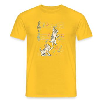 Musique jouant des chiens Illustration - T-shirt homme - jaune - Devant - AI Model Male 178 dark (178cm)