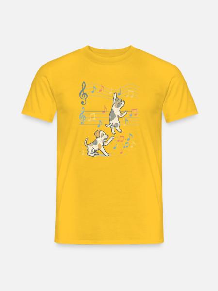 Music Playing Dogs Illustration - Men's T-Shirt - yellow