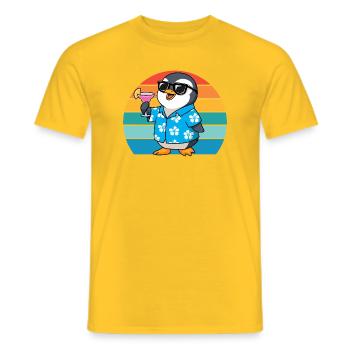 Retro Penguins Sunglasses Cool Penguin - Men's T-Shirt - yellow - Front - AI Model Male 178 dark (178cm)
