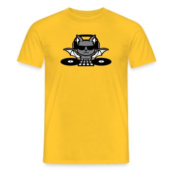 DJ Bat Casque Mixeur Fête d’Halloween - T-shirt homme - jaune - Devant - AI Model Male 178 dark (178cm)