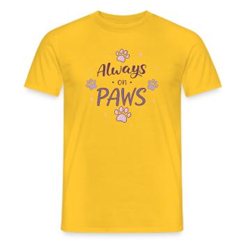 Always on the Purple Paws - Men's T-Shirt - yellow - Front - AI Model Male 178 dark (178cm)