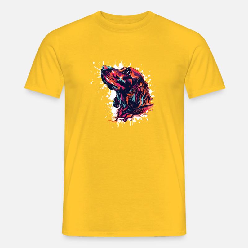 Bunter Hund Kopf Splatterkunst - Männer T-Shirt - Gelb