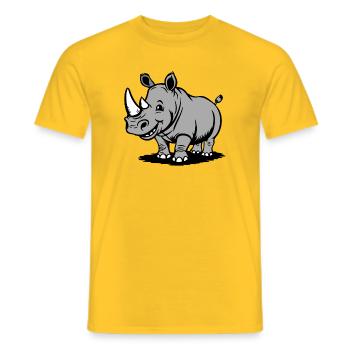 Funny Rhino Cartoon in Gray Style - Men's T-Shirt - yellow - Front - AI Model Male 178 dark (178cm)