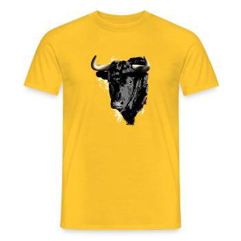 Bull's Head Printmaking - Men's T-Shirt - yellow - Front - AI Model Male 178 dark (178cm)