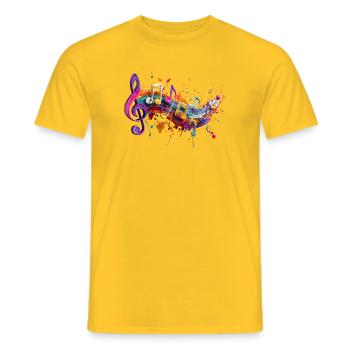 Farbenzauber Melodien Motenschlüssel Illustration - Männer T-Shirt - Gelb - Vorne - AI Model Male 178 dark (178cm)