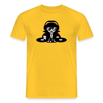 Vampir DJ legt auf mit Mischpult und Plattenteller - Männer T-Shirt - Gelb - Vorne - AI Model Male 178 dark (178cm)