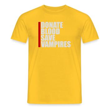Donate Blood Spende Blut rette Vampire Halloween - Männer T-Shirt - Gelb - Vorne - AI Model Male 178 dark (178cm)