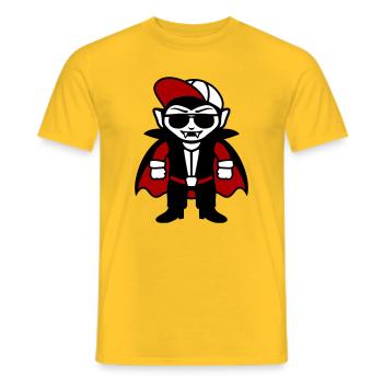 Dessin animé de vampire cool avec lunettes de soleil et casquette - T-shirt homme - jaune - Devant - AI Model Male 178 dark (178cm)